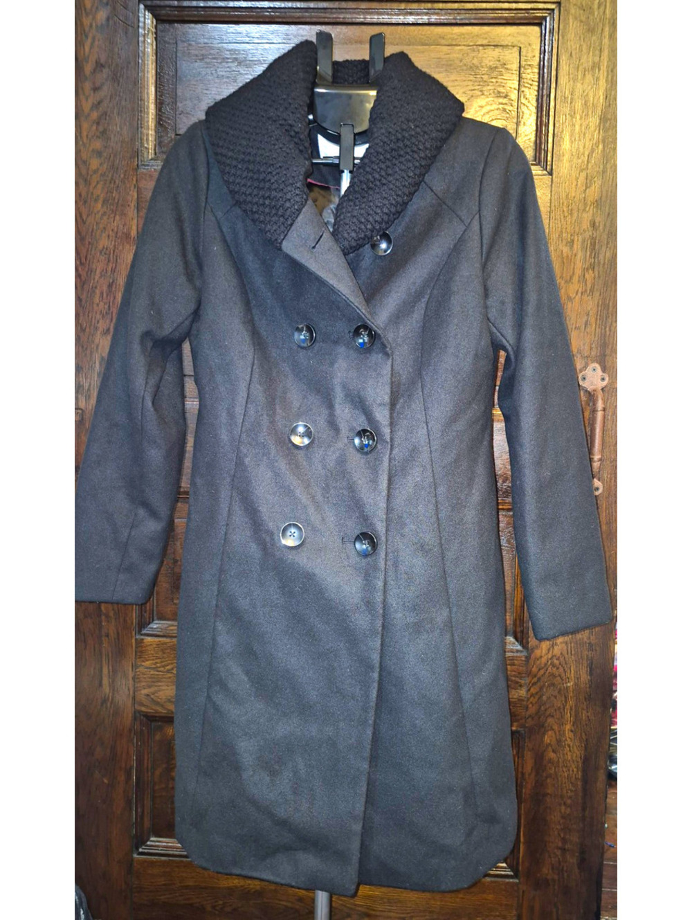 Jessica Simpson Women's Black Double-Breasted Lined Pea Coat